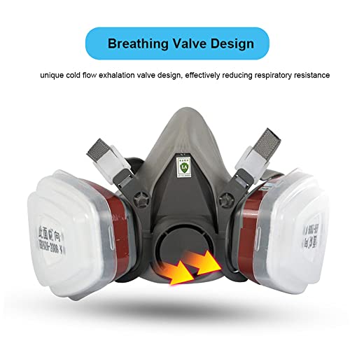 Reusable Half Cover Respirаtor Set - 17 in 1 Face 6200 Gas Respirator Mask Painting Welding Woodworking Work Protection Against Dust, Grey, Medium (pm005-17in1s)