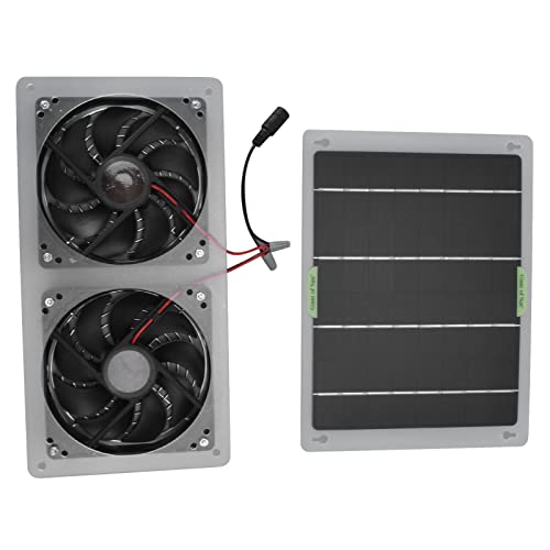 Diydeg Solar Panel Fan Kit, 100W 12V Waterproof Cooling Ventilation Solar Powered Dual Exhaust Fan Set with Cable, Outdoor Portable Mini Ventilator for Small Chicken Coops, Greenhouse, Pet House