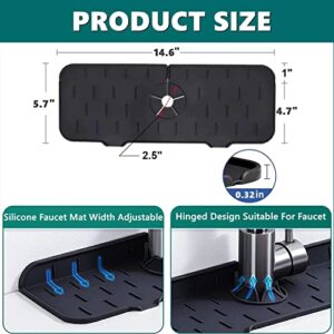 Kitchen Sink Splash Guard, Silicone Faucet Mat For Bathroom Faucet Water Catcher Mat, Sink Draining Pad Behind Faucet, Silicone Kitchen Sink Organizer Tray & Sponge Holder, with Drainage Edge (2 PCS)