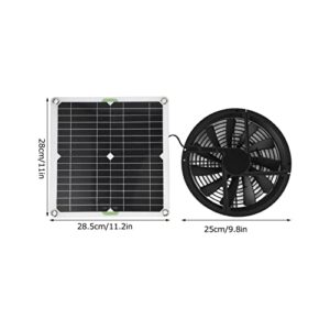 Diydeg Solar Powered Fan Kit, 100W 12V 10in Waterproof Cooling Round Solar Panel Exhaust Fan with Fan Cover, 3000 RPM Outdoor Portable Mini Ventilator for Chicken Coops, Greenhouse Shed, Pet House
