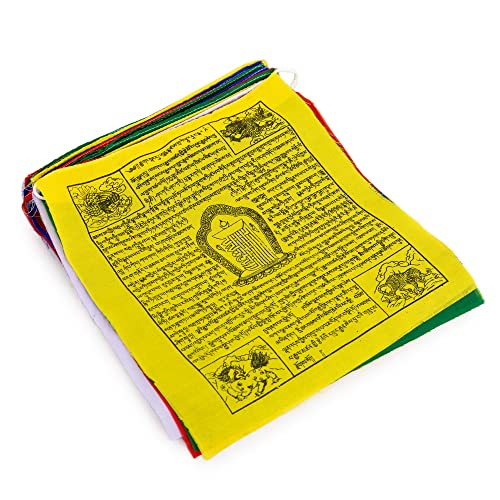 Large Tibetan Prayer Flags - 10" x 12" Traditional Hand Printed Flags | Handmade in Nepal Wind Horse Flags Affirmation [25 Flags]