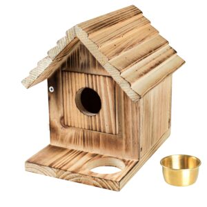 Bird House Birdhouse for Outside Wooden Bluebird House with Predator Guard Bluebird Nesting Box Wild Bird Watching Hanging Clearance Garden Bird Feeding Country Cottages