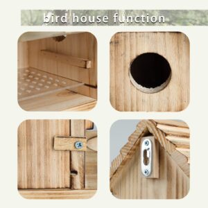 Bird House Birdhouse for Outside Wooden Bluebird House with Predator Guard Bluebird Nesting Box Wild Bird Watching Hanging Clearance Garden Bird Feeding Country Cottages