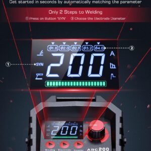 ARCCAPTAIN Stick Welder, [Large LED Display] 200A ARC/Lift TIG Welding Machine with Synergic Control, IGBT Inverter 110V/220V Portable MMA Welder Machine with Hot Start, Arc force and Anti-Stick