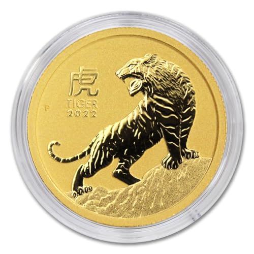 2022 P 1/20 oz Gold Australian Lunar Year of the Tiger Coin Brilliant Uncirculated (BU) in Capsule with Certificate of Authenticity $5 Seller Mint State