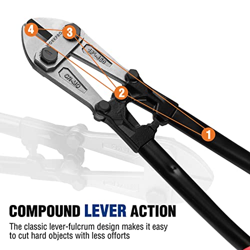 WORKPRO 18" Bolt Cutter, Chrome Molybdenum Steel Blade, Heavy Duty Bolt Cutter with Soft Rubber Grip, Cutting Tool for Cut Chain, Wire, Screw, Rivet