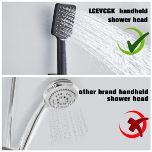 LCEVCGK Shower Head, Shower Faucet Set Square Shower Combo System with 8'' Rainfall Shower Head Wall Mount 3-Setting Handheld Shower,Stainless Steel Bath Shower Head,Matte Black
