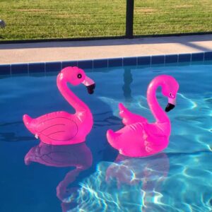 christmas pool floats lights 2pcs, solar flamingo floating pool lights wiht remote, inflatable light up flamingo glow in dark for pool spa patio, wedding, party christmas decorations