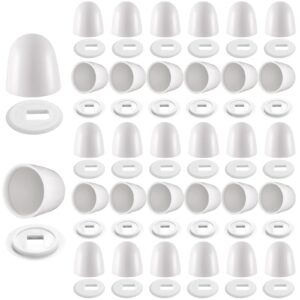 blulu 32 pieces universal toilet bolt caps plastic round push on toilet bowl caps covers toilet seat floor caps with extra washers for toilet bowl screws, 1.45 inch height
