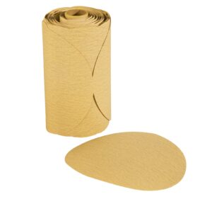 mido professional abrasive gold psa sandpaper 6 inch 100 pcs sanding discs 220 grit self adhesive stickyback sandpaper roll aluminum oxide adhesive backed sandpaper for wood, metal, and car paint