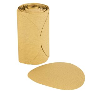 MIDO Professional Abrasive Gold PSA Sandpaper 6 Inch 100 PCS Sanding Discs 220 Grit Self Adhesive Stickyback Sandpaper Roll Aluminum Oxide Adhesive Backed Sandpaper for Wood, Metal, and Car Paint