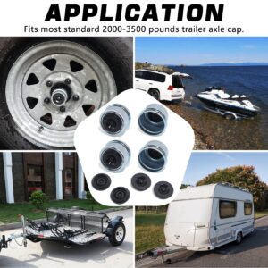 GREPSPUD 4pcs 1.98'' Trailer Hub Bearing Dust Caps, Trailer Axle Dust Cap Cup Wheel Center Grease Cover Caps & 4pcs Extra Rubber Plugs for 2000 to 3500 lb Boat Trailer Dexter EZ Lube Trailer Camper RV