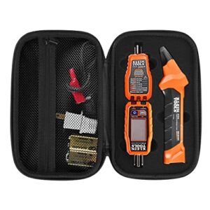 minahao portable case compatible with klein tools et310 ac circuit breaker finder/rt250 integrated gfci receptacle tester/80041 outlet repair tool kit,with mesh pockets for accessories.(case only)