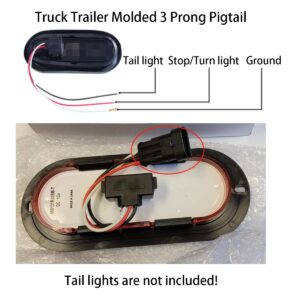 10x 3 Wire Plug Truck Trailer Light Plug Molded 3 Prong Pigtail Harness for Stop Turn Tail Sealed Round Oval Light Brake Backup Light