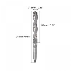 uxcell 21.5mm High-Speed Steel Twist Bit Extra Long Drill Bit with MT2 Morse Taper Shank, 240mm Overall Length