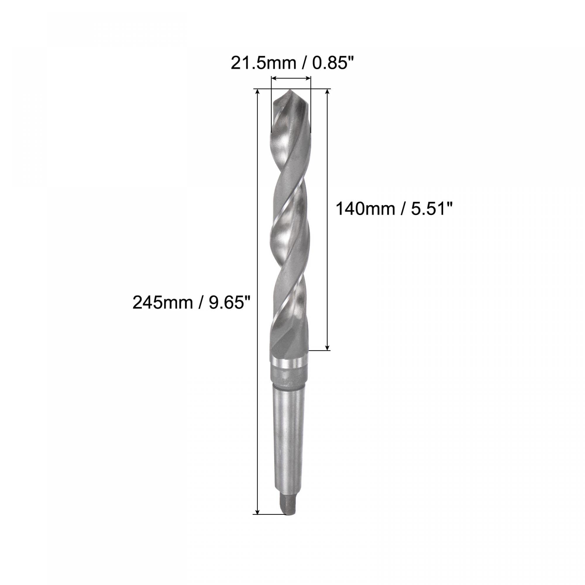 uxcell 21.5mm High-Speed Steel Twist Bit Extra Long Drill Bit with MT2 Morse Taper Shank, 240mm Overall Length