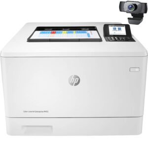 hp laserjet enterprise m455dna single-function wired color laser printer for home office, white - print only - 2.7" touchscreen, 29 ppm, automatic duplex printing, ethernet, cbmou external webcam