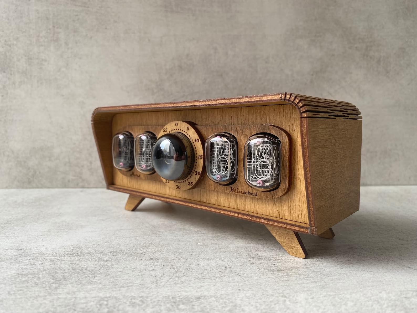 Handmade Nixie Tube Clock IN-12 - made in Ukraine - Vintage Retro Table Clock - Wooden Desk Nixie Tube Clock