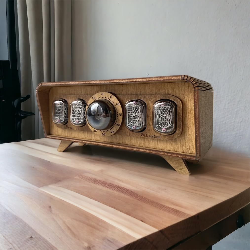 Handmade Nixie Tube Clock IN-12 - made in Ukraine - Vintage Retro Table Clock - Wooden Desk Nixie Tube Clock