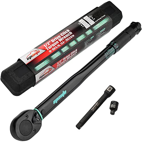 EPAuto 1/2-inch Drive Click Torque Wrench, 10-150 ft/lb, 13.6-203.5 N/m, Black