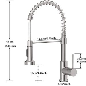 Apetecer Kitchen Faucets with Pull Down Sprayer Commercial Solid Brass Single Handle Kitchen Sink Faucets for Farmhouse Camper Laundry Utility Rv Wet Bar Sinks Brushed Nickel