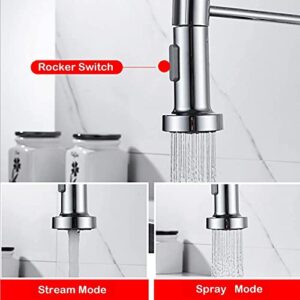 Apetecer Kitchen Faucets with Pull Down Sprayer Commercial Solid Brass Single Handle Kitchen Sink Faucets for Farmhouse Camper Laundry Utility Rv Wet Bar Sinks Brushed Nickel