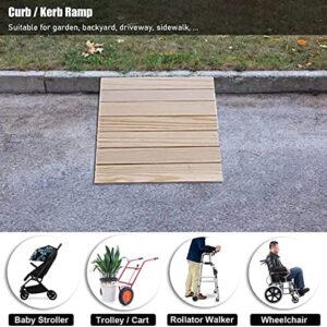 SZYDKJ 5-8in Rise Wooden Wheelchair Ramp Wheelchair Ramp with Slip-Resistant Surface, Threshold Ramp for Home/Front Door/Yard/Doorways,Wheelchairs Walkers Car Motorcycle Entry Sill Steps Transition Ra