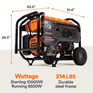 Generac 7247 XT8500EFI 8,500-Watt Gas-Powered Portable Generator - Powerful Electronic Fuel Injection Engine - COsense Technology - Ideal for Emergency Backup Power and Job Sites - CARB Compliant