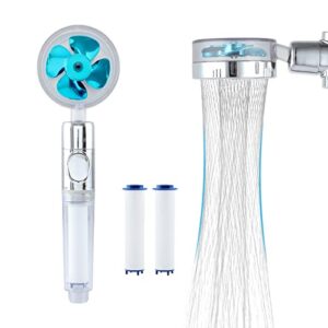 essbhach shower head with handheld, high pressure hand held turbo shower head rainfall, hydro jet shower head kit with 3 filters, turbocharged shower head,easy to install,blue