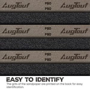 Augtouf 20 Pcs 80 Grit Wet or Dry Sandpaper, Fine Sandpaper Assortment for Wood, Metal, Resin, Automotive, Plastic Multi Purpose - 9x3.6 Inches