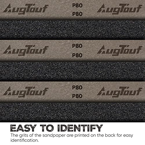 Augtouf 20 Pcs 80 Grit Wet or Dry Sandpaper, Fine Sandpaper Assortment for Wood, Metal, Resin, Automotive, Plastic Multi Purpose - 9x3.6 Inches