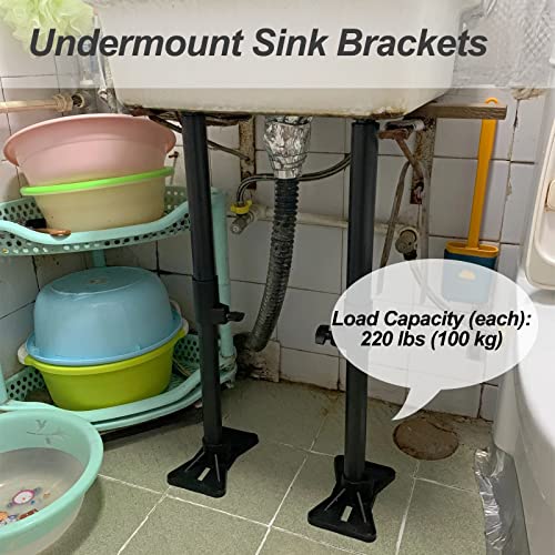 Undermount Sink Mounting Brackets - Stainless Steel Adjustable Support Sink Legs, Dropped Loose Sink Basin Repair Kit and Support System 16-27.5inches