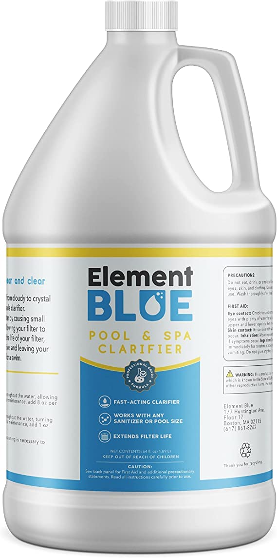 Element Blue - Pool and Spa Clarifier - Clears and Prevents Cloudy Water - for Fountains, Pools, Hot Tubs, and Spas - Fast-Acting Water Clarifier - 64 OZ