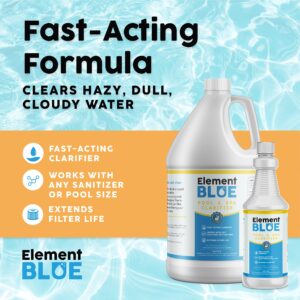 Element Blue - Pool and Spa Clarifier - Clears and Prevents Cloudy Water - for Fountains, Pools, Hot Tubs, and Spas - Fast-Acting Water Clarifier - 64 OZ