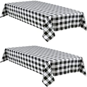 hiasan buffalo plaid tablecloth waterproof, 2 pack, 60 x 84 inch - black and white checkered table cloths rectangle for outdoor picnic/party/dining