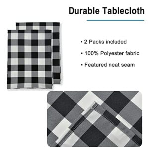 Hiasan Buffalo Plaid Tablecloth Waterproof, 2 Pack, 60 x 84 inch - Black and White Checkered Table Cloths Rectangle for Outdoor Picnic/Party/Dining