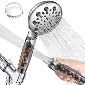 filtered shower head for hard water handheld,9 spray modes+jet flush high pressure filtered detachable showerhead,water softener showerheads with 60"long hose,adjustable holder,water flow restricter