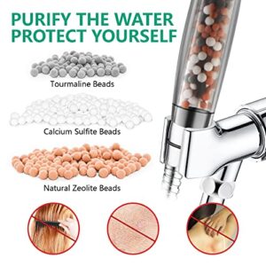 Filtered Shower Head for Hard Water Handheld,9 Spray Modes+Jet Flush High Pressure Filtered Detachable Showerhead,Water Softener Showerheads with 60"Long Hose,Adjustable Holder,Water Flow Restricter