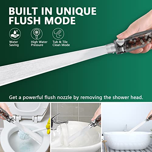 Filtered Shower Head for Hard Water Handheld,9 Spray Modes+Jet Flush High Pressure Filtered Detachable Showerhead,Water Softener Showerheads with 60"Long Hose,Adjustable Holder,Water Flow Restricter