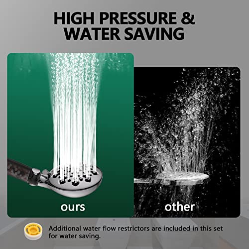 Filtered Shower Head for Hard Water Handheld,9 Spray Modes+Jet Flush High Pressure Filtered Detachable Showerhead,Water Softener Showerheads with 60"Long Hose,Adjustable Holder,Water Flow Restricter