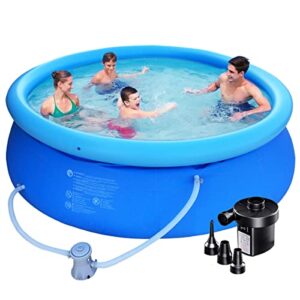 inflatable swimming pool for family with filter pump, air pump, 10 ft above ground pools for adults, easy set round swimming pool for backyard