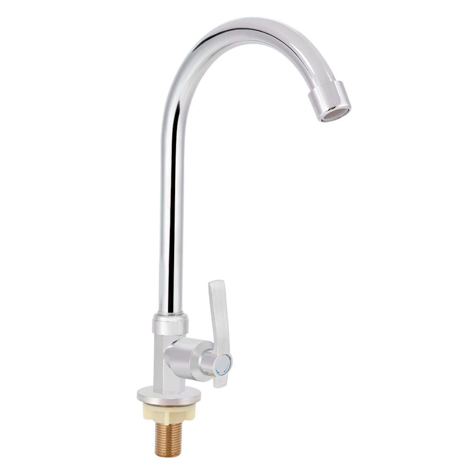 G1/2 Kitchen Faucet Single Cold Vertical Faucet Tap,Cold Only Water Kitchen Fauce Zinc Alloy Material High Arc Cold Water Sink Faucet for Kitchen,Outdoor, Garden