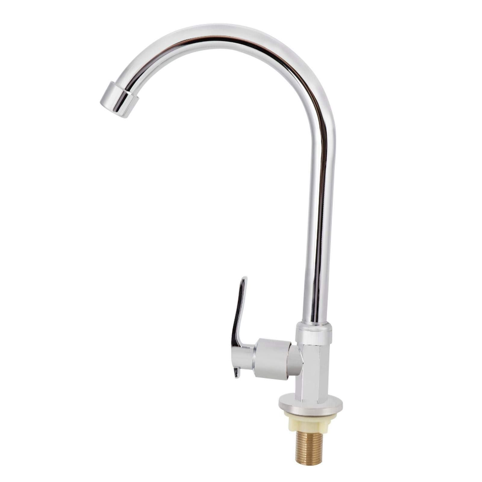 G1/2 Kitchen Faucet Single Cold Vertical Faucet Tap,Cold Only Water Kitchen Fauce Zinc Alloy Material High Arc Cold Water Sink Faucet for Kitchen,Outdoor, Garden