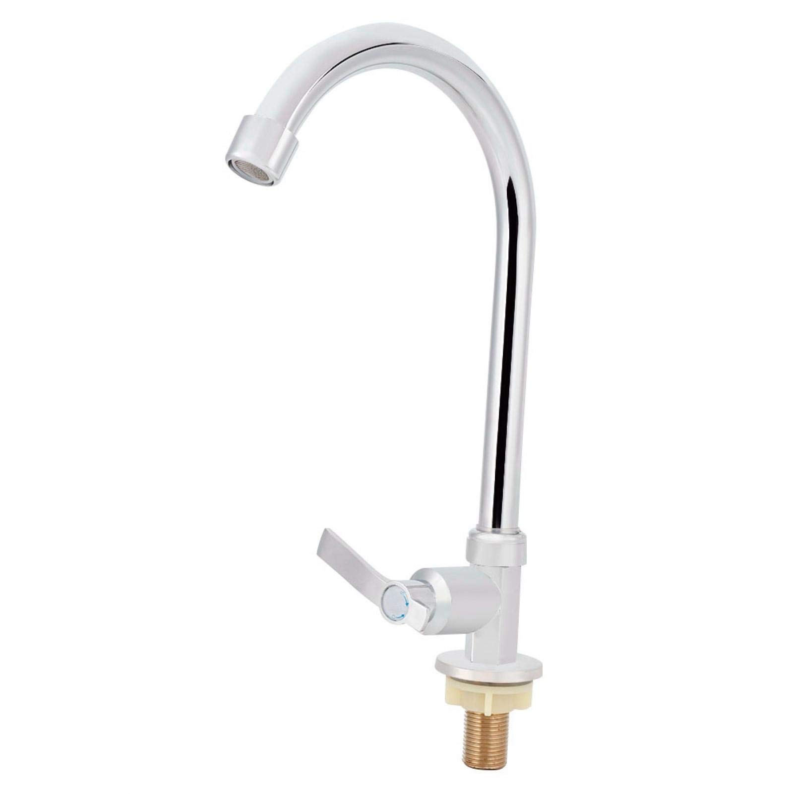 G1/2 Kitchen Faucet Single Cold Vertical Faucet Tap,Cold Only Water Kitchen Fauce Zinc Alloy Material High Arc Cold Water Sink Faucet for Kitchen,Outdoor, Garden