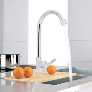 G1/2 Kitchen Faucet Single Cold Vertical Faucet Tap,Cold Only Water Kitchen Fauce Zinc Alloy Material High Arc Cold Water Sink Faucet for Kitchen,Outdoor, Garden