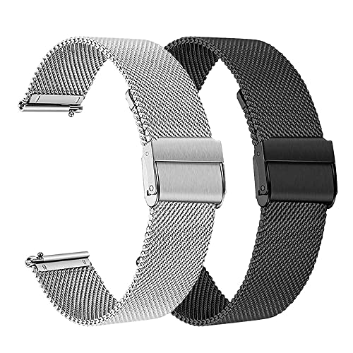 FitTurn Watch Band Compatible with Polar Vantage M/Vantage M2 Wrist Strap Compatible with Polar Grit X/Grit X Pro/Grit X Pro Titan Stainless Steel Watchband Metal Bracelet (2 Pack A)