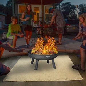 Heavyoff Fireproof Fire Pit Mat Camping Stove Fireproof Blanket Flame Retardant Stove Floor Grill Mat for Deck Patio Lawn Outdoor Camping BBQ Protection, Beige, 20 x 20