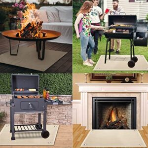 Heavyoff Fireproof Fire Pit Mat Camping Stove Fireproof Blanket Flame Retardant Stove Floor Grill Mat for Deck Patio Lawn Outdoor Camping BBQ Protection, Beige, 20 x 20