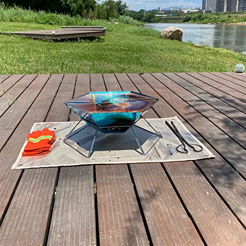 Heavyoff Fireproof Fire Pit Mat Camping Stove Fireproof Blanket Flame Retardant Stove Floor Grill Mat for Deck Patio Lawn Outdoor Camping BBQ Protection, Beige, 20 x 20