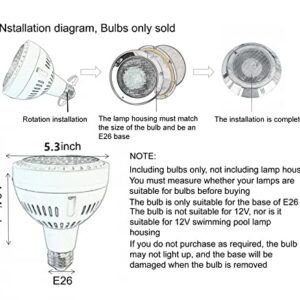 LED Pool Light Bulb 120V 65W 6500LM 6500K Daylight White LED Swimming Pool Light Bulb, Replaces up to 200-800W Traditionnal Bulb for Most Pentair Hayward Light Fixtures